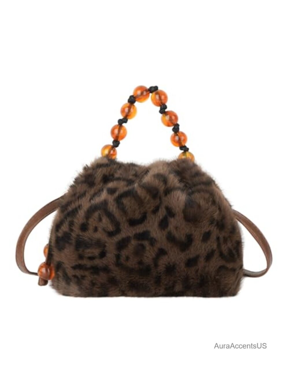 Faux Fur Barrel Satchel Drawstring Shoulder Bag Crossbody Purse